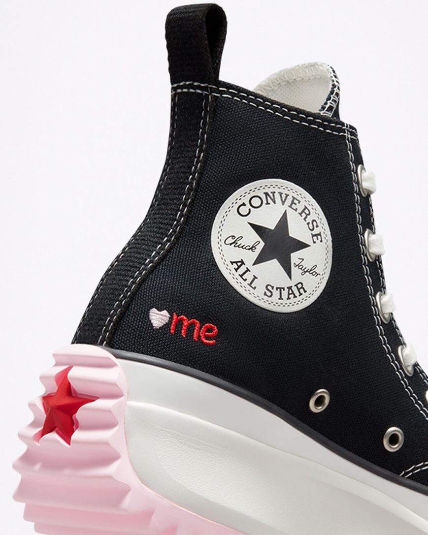 Zapatos Plataforma Converse Run Star Hike Embroidered Hearts Altas Hombre Negras Rojas | PE 2P40EL